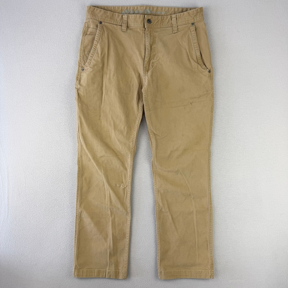 Eddie Bauer Utility Pants Mens 32x30 Tan Canvas Stretch Casual Workwear Retro‎